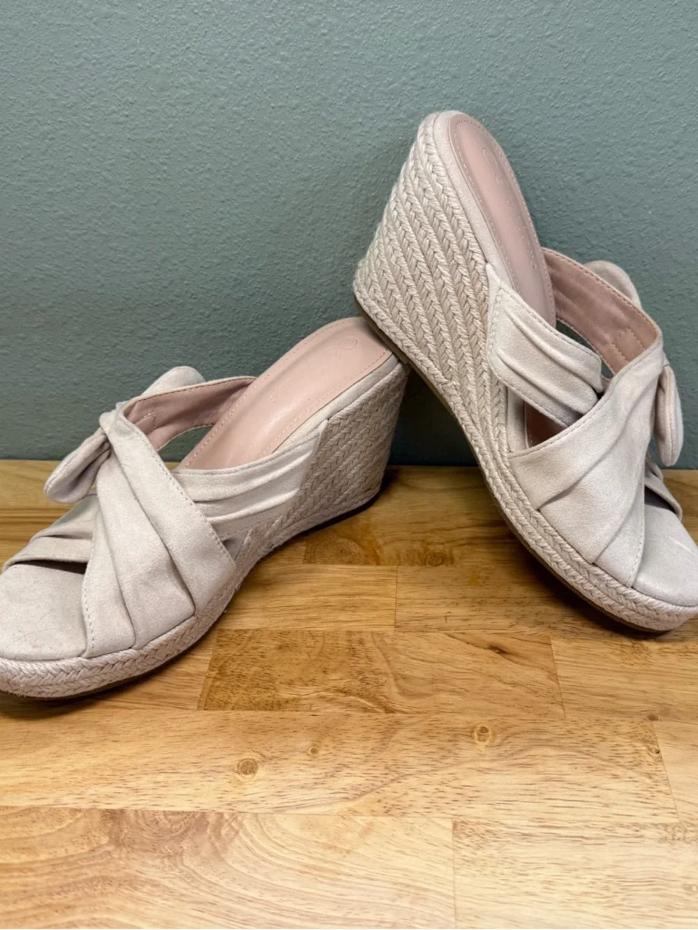 Women’s Cream Wedge Slide Sandals - Knotted Espadrille Design